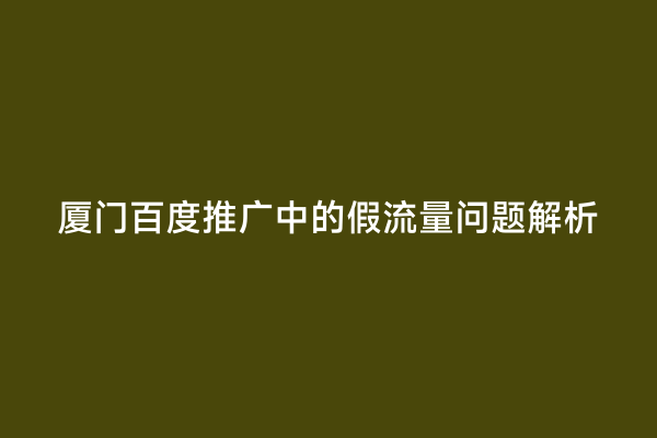 厦门百度推广中的假流量问题解析